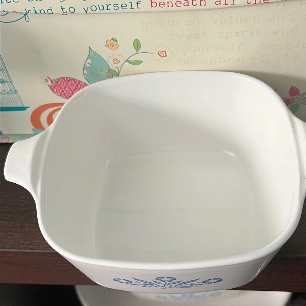 Vintage Corningware Baking Dish Blue Corn Flower Design $12 2 3/4 cup capacity